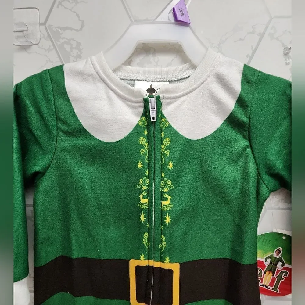 Elf the movie Buddy the Elf Toddler Christmas Fleece One-Piece Sleeper New